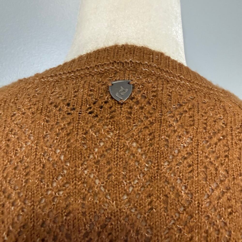 Kuhl Sonata Pointelle Brown Wool Pullover Crew Neck Sweater - Picture 6 of 6